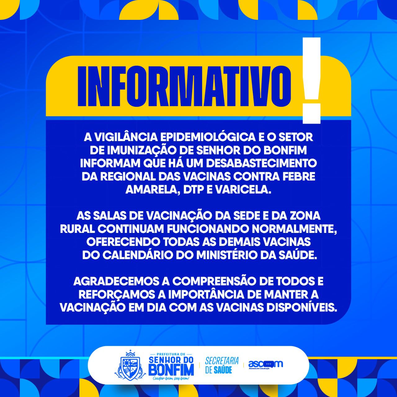 Informativo Importante sobre a Vacinação em Senhor do Bonfim!