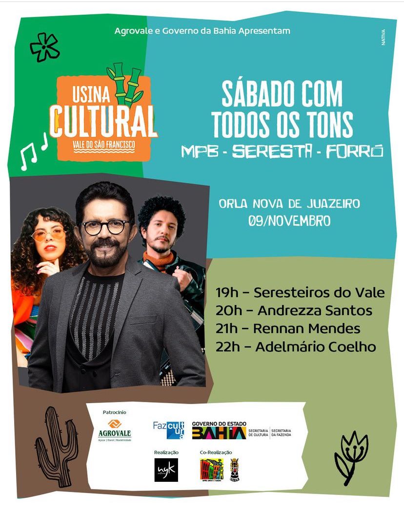 Usina Cultural se despede de Juazeiro neste sábado (9), com show de Adelmário Coelho