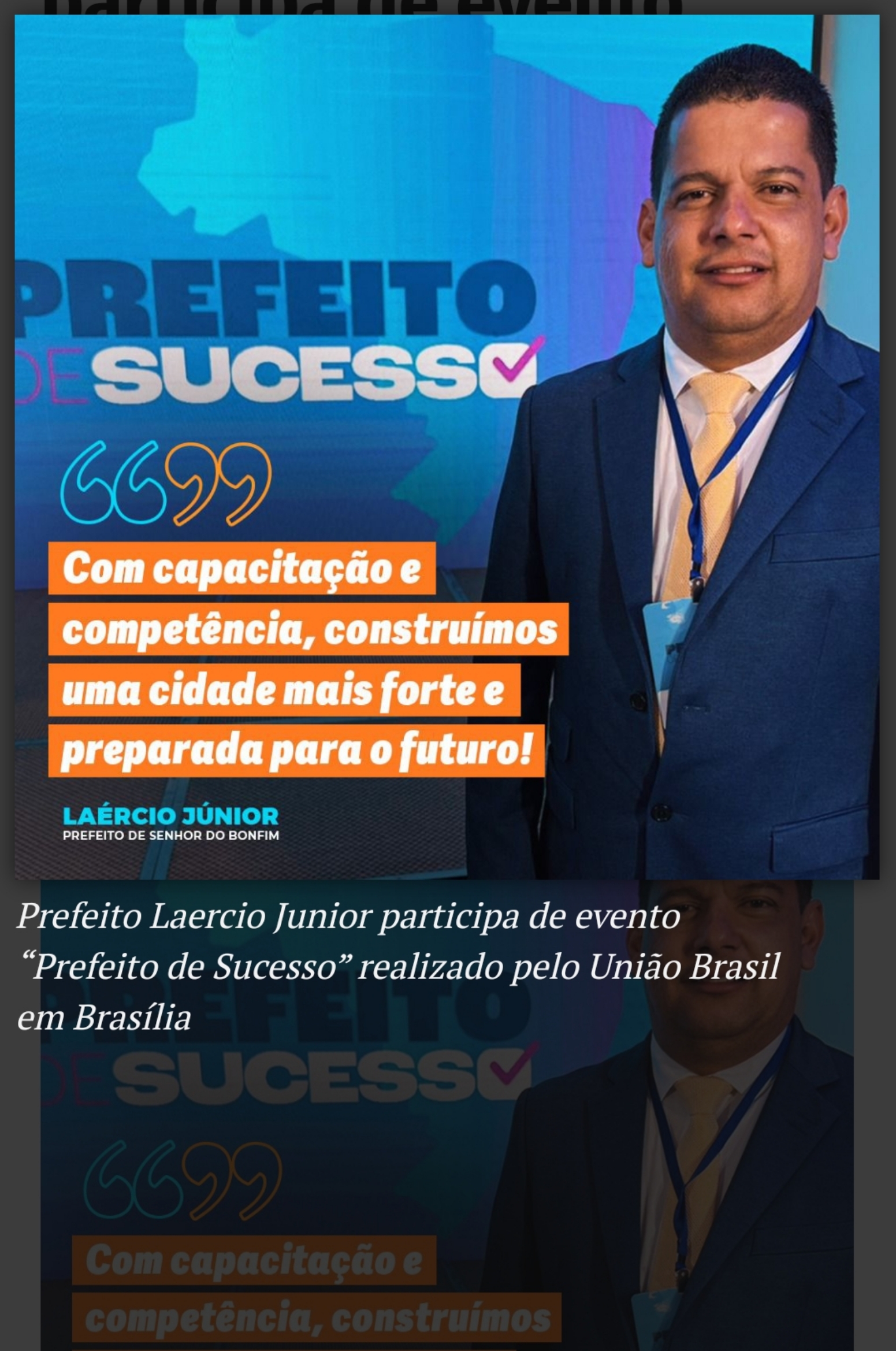 Prefeito Laercio Junior participa de evento “Prefeito de Sucesso” realizado pelo União Brasil em Brasília