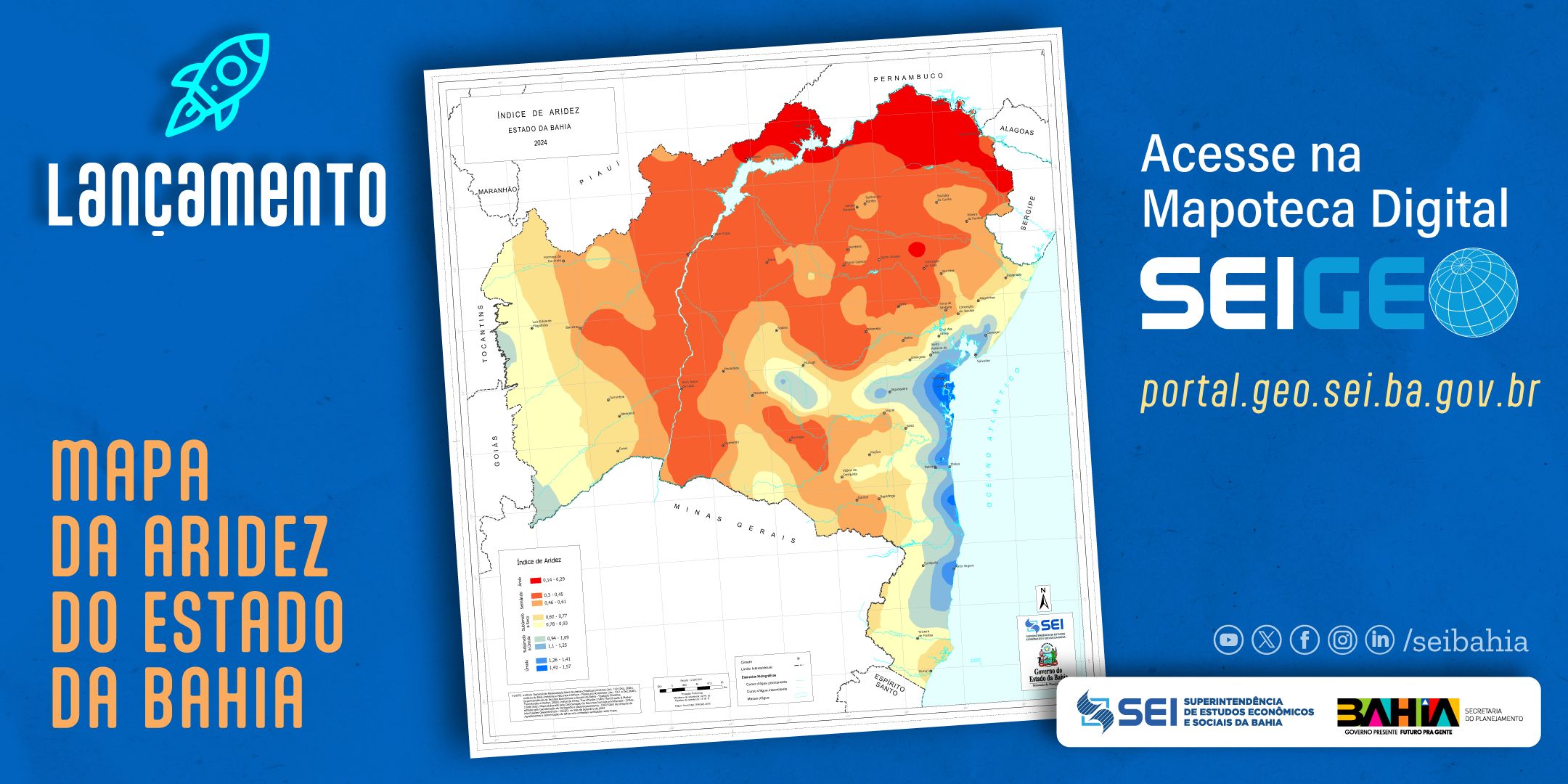 SEI lança mapa do Índice de Aridez do Estado da Bahia