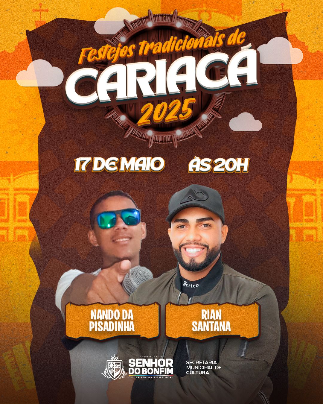 Prefeitura de Senhor do Bonfim realiza neste sábado (17) o tradicional Festejo de Cariacá com shows de Nando da Pisadinha e Rian Santana
