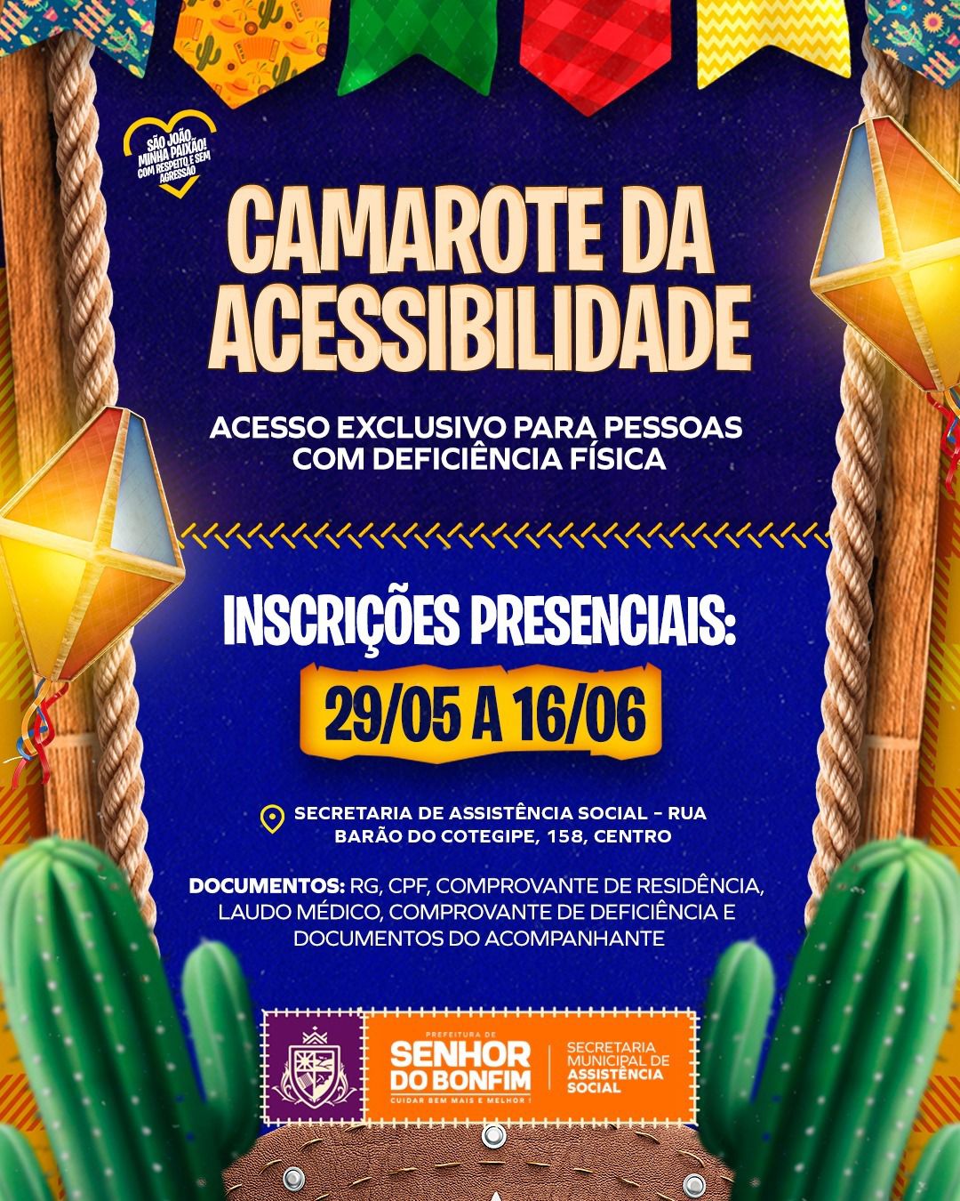 São João de Bonfim 2025 garante inclusão: inscrições para o Camarote da Acessibilidade acontecem de 29 de maio a 16 de junho