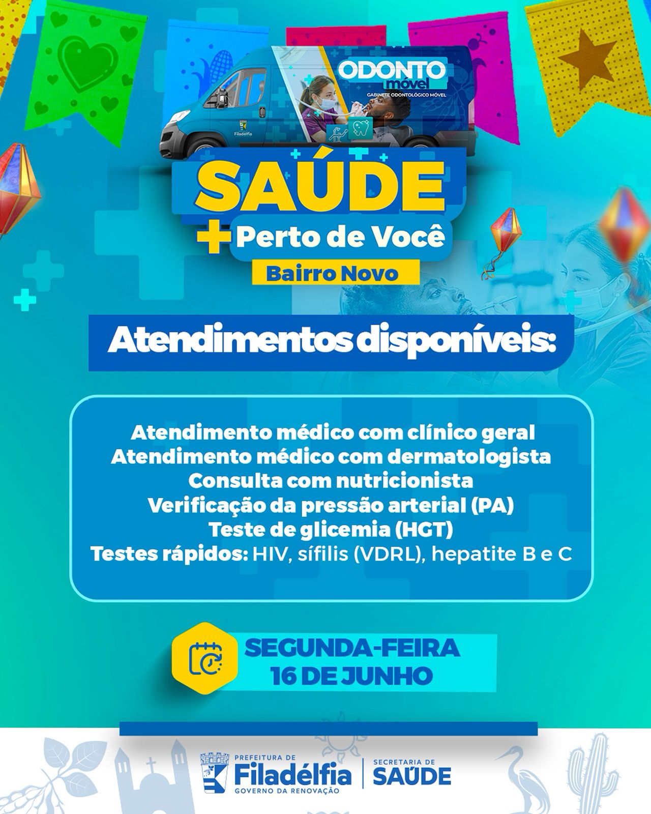 Prefeitura de Filadélfia realiza nesta segunda-feira (16) mais uma grande ação do programa “Saúde + Perto de Você” no Bairro Novo