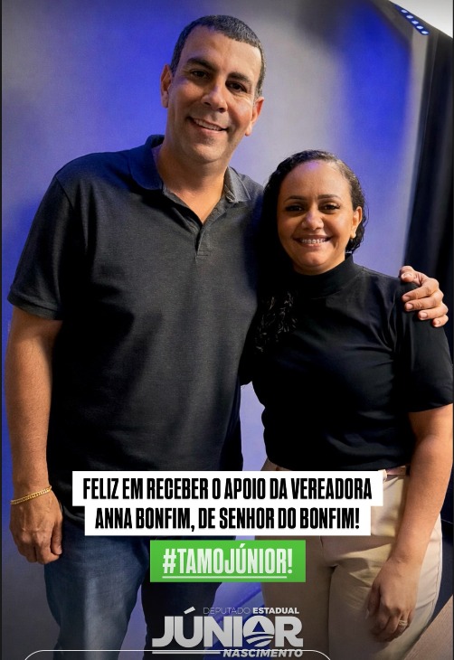 Júnior Nascimento comemora apoio da vereadora Ana Bonfim em Senhor do Bonfim