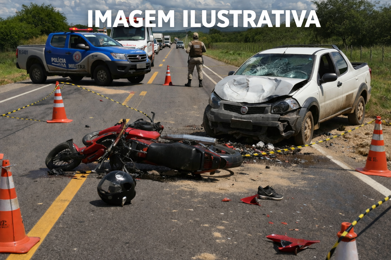 Colisão entre carro e moto deixa um morto na BA-131 em Pindobaçu