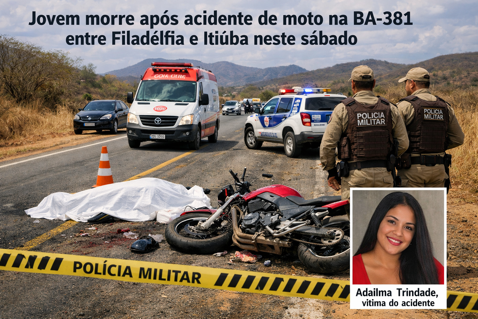 Tragédia na região: jovem morre em acidente entre Filadélfia e Itiúba