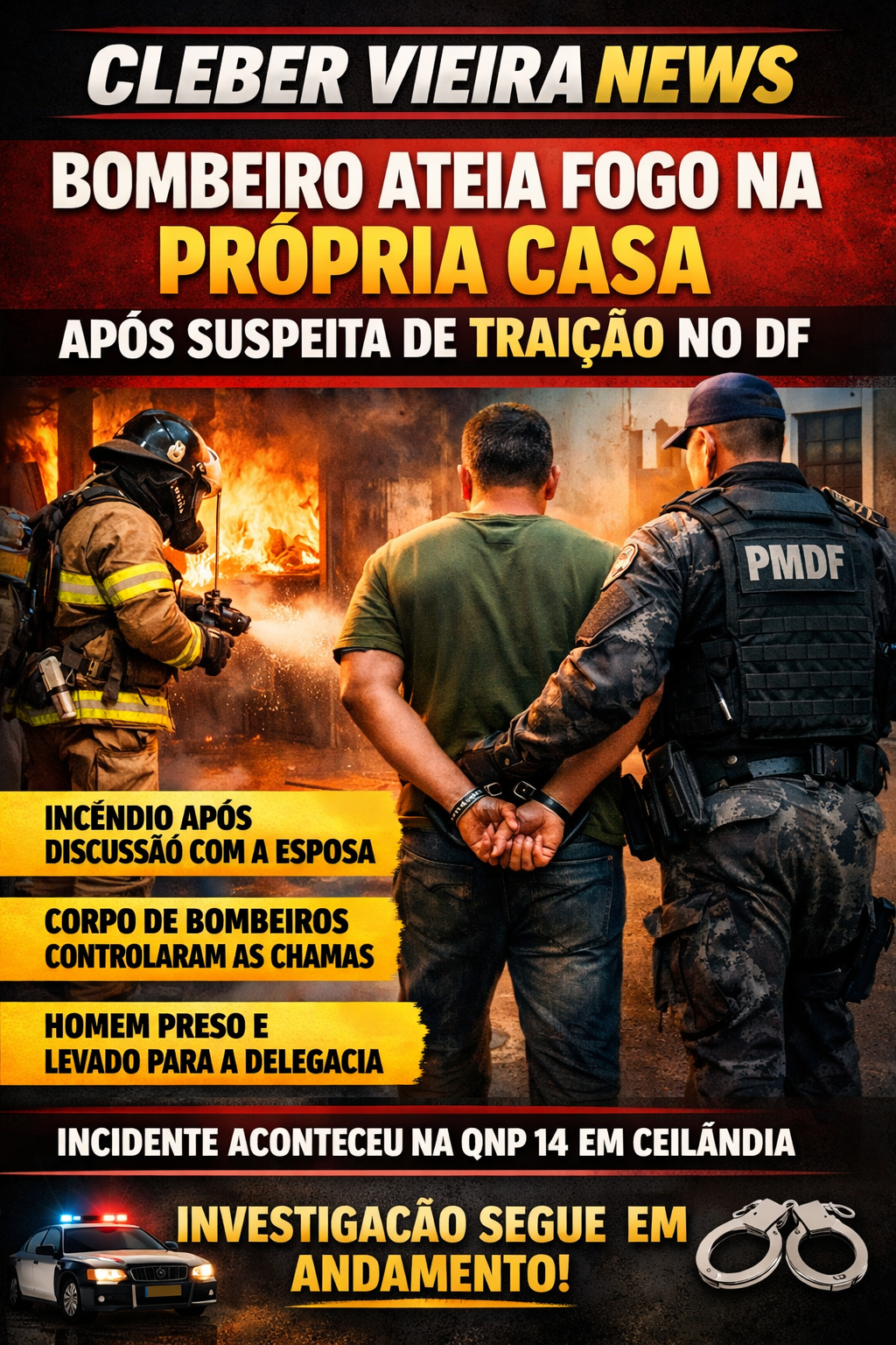 Alegando traição homem surta e toca fogo na própria casa!