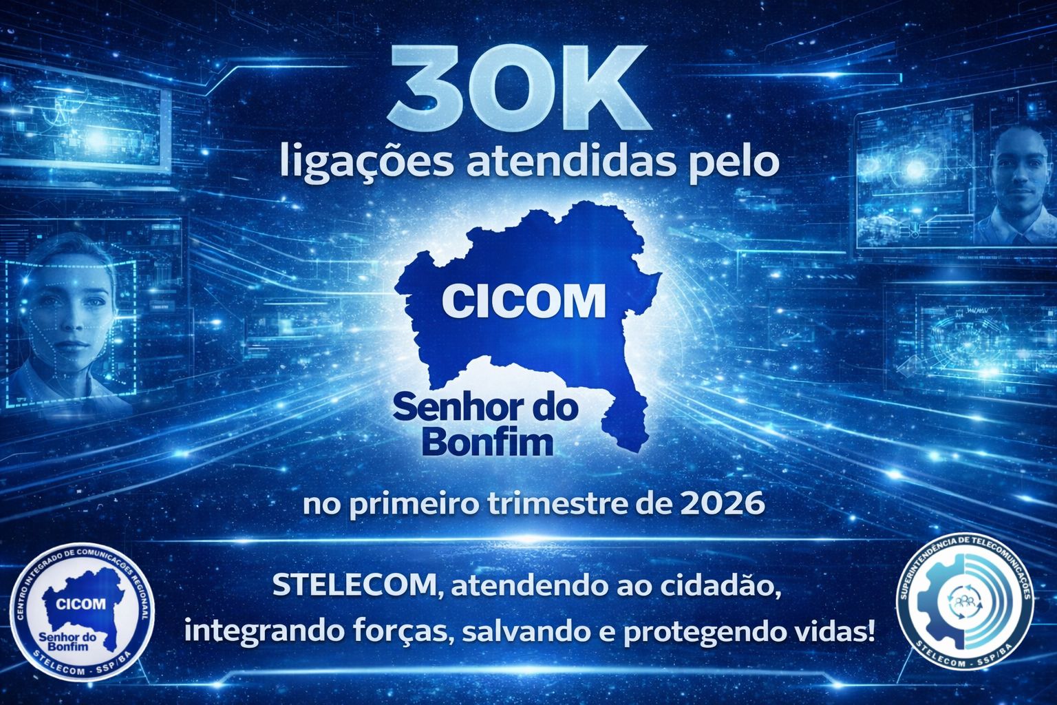 CICOM Senhor do Bonfim registra 30 mil ligações atendidas no primeiro trimestre de 2026