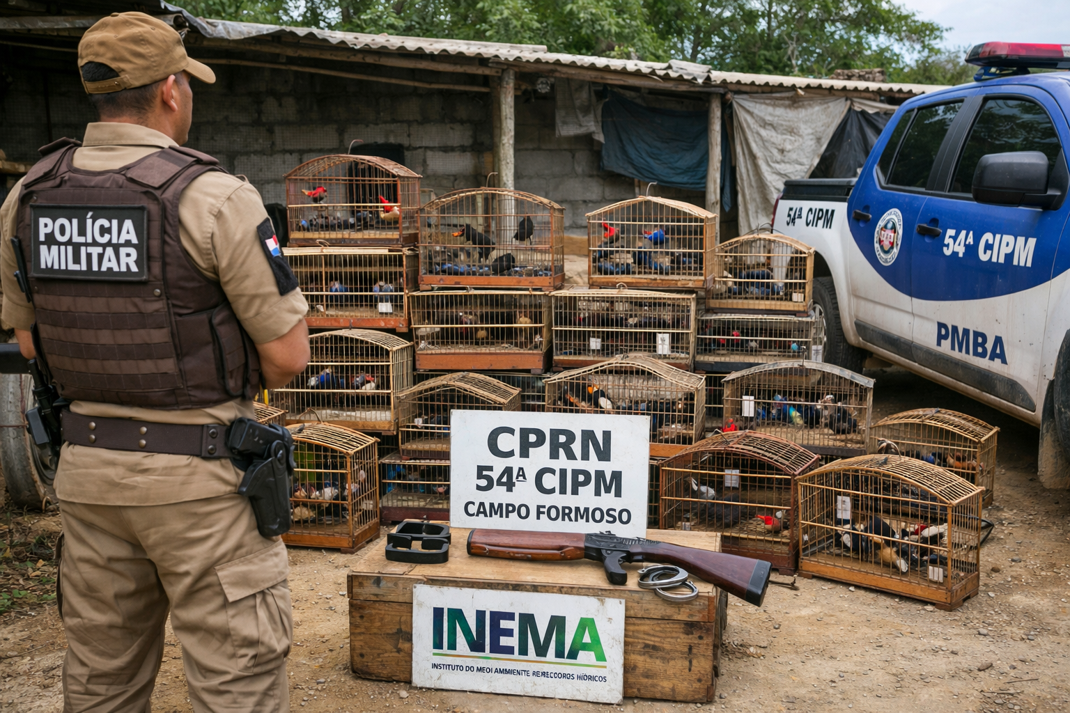 CRIME AMBIENTAL: Polícia apreende 71 aves silvestres mantidas em cativeiro em Campo Formoso