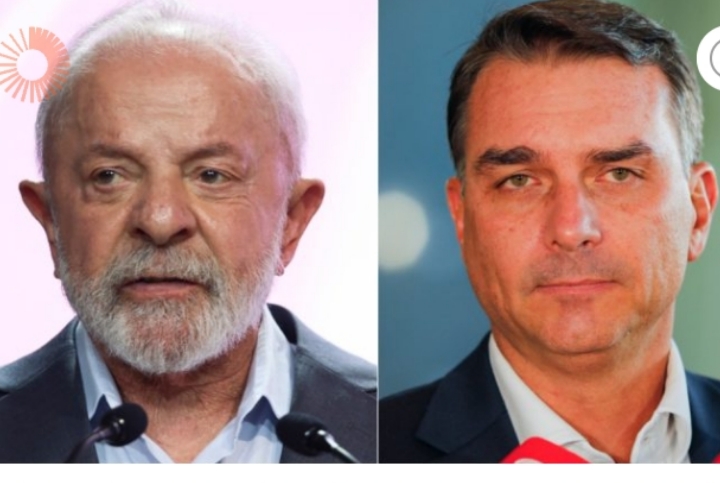 Manchete: Lula aparece com 42,7% contra 35,6% de Flávio Bolsonaro no 1º turno, aponta Futura/Apex