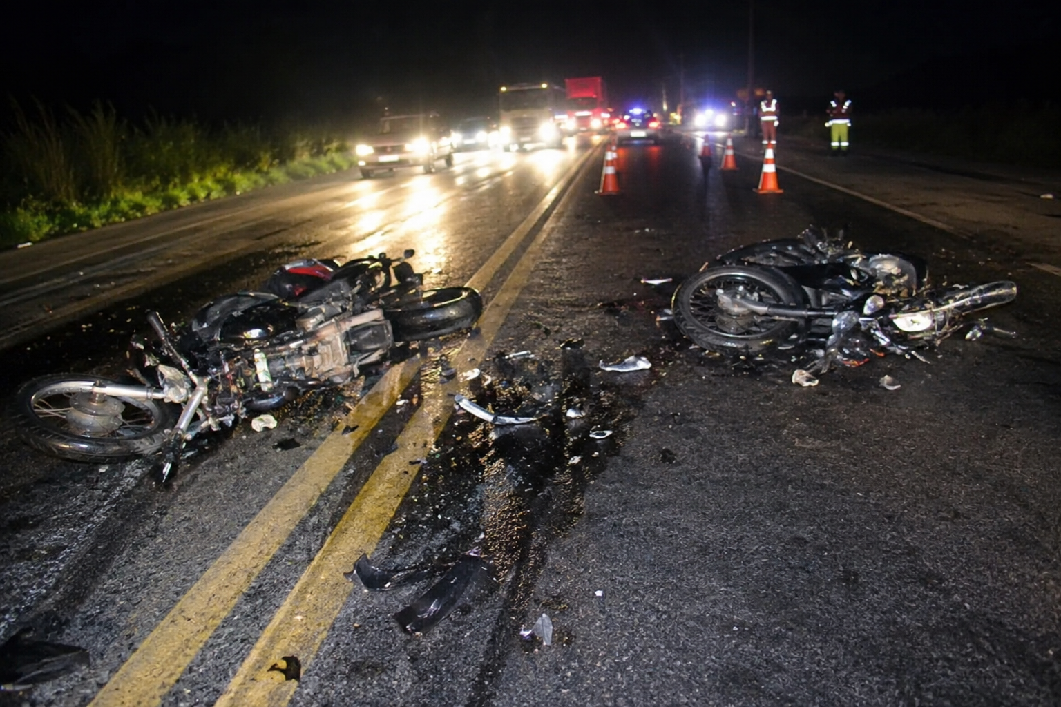 Batida frontal entre motos deixa dois mortos e interdita BR-101 na Bahia