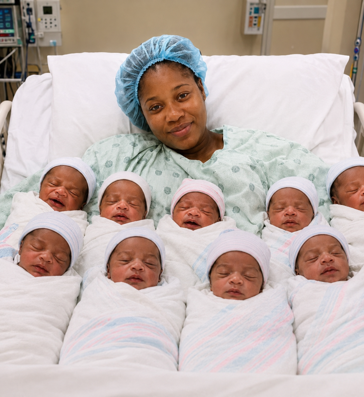 Mãe que deu à luz nove bebês de uma só vez emocionou o mundo e entrou para o Guinness World Records