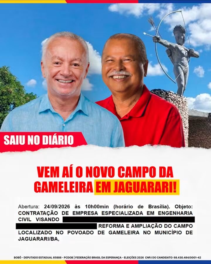 Bobô anunciou Campo de futebol em Gameleira