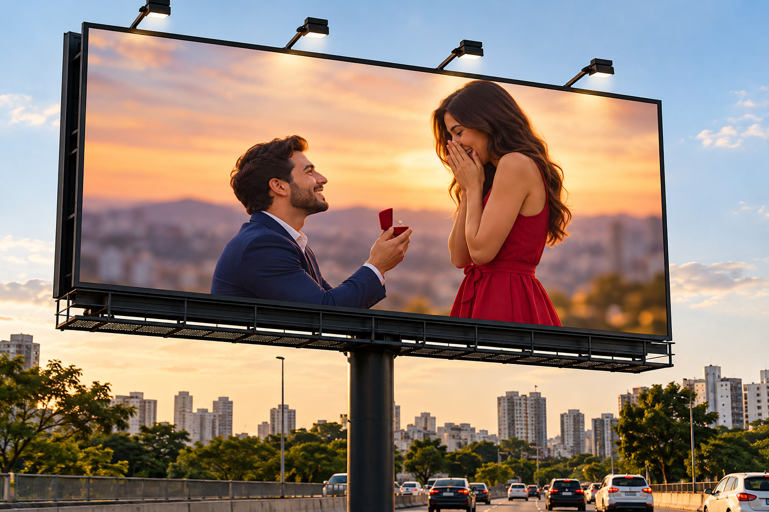 Empresário gasta R$ 5 mil em outdoor para pedir namorada em casamento em Belo Horizonte