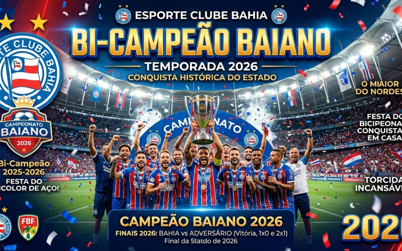 Bahia vence o Vitória na Fonte Nova e conquista o bicampeonato baiano de 2026 ⚽🏆