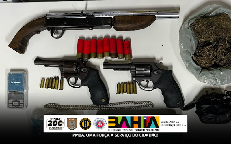 Homens morren em troca de tiros com CIPE/Caatinga apreende armas de fogo e drogas em Sento Sé