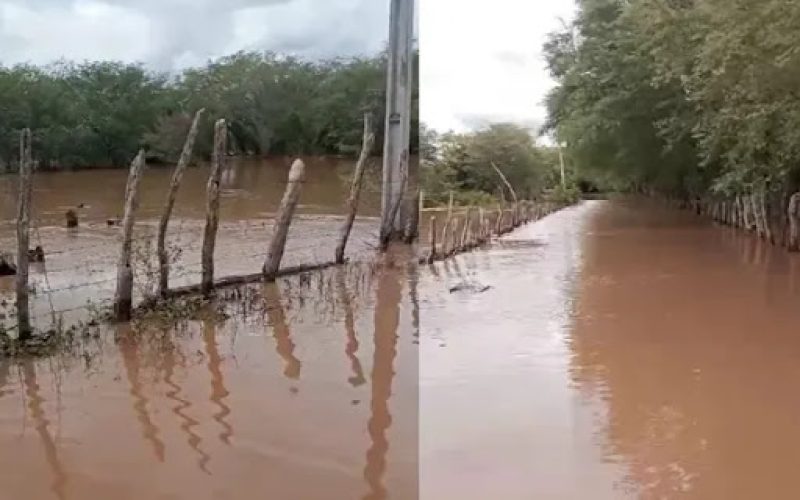 Grande volume d’água do Rio Itapicuru interdita estradas e isola grandes povoados e distritos de Queimadas