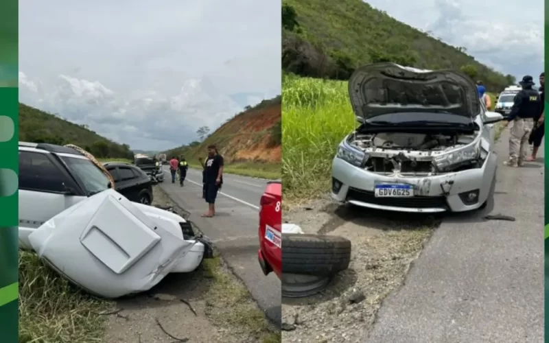 Colisão entre três carros e carreta deixa um morto e feridos na BR-116 no sudoeste baiano