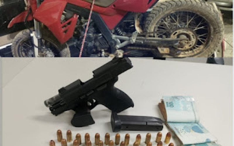 Indivíduo foi conduzido a delegacia por porte ilegal de arma de fogo no povoado de Garrote, em Andorinha