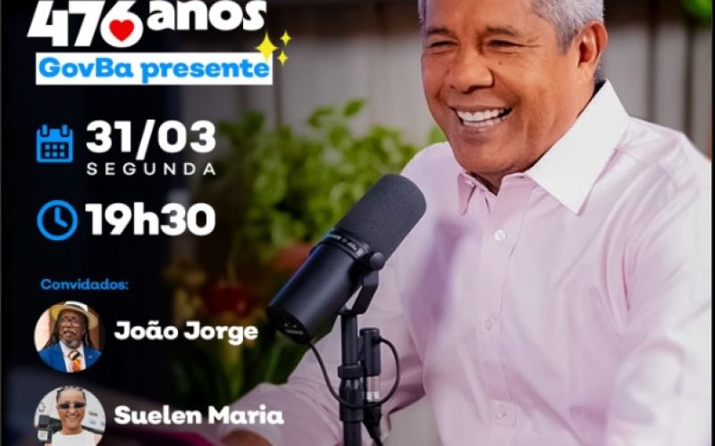 Governador Jerônimo Rodrigues conversa com o presidente da Fundação Palmares, João Jorge, e a atriz baiana Suelen Maria no Fala Jero!