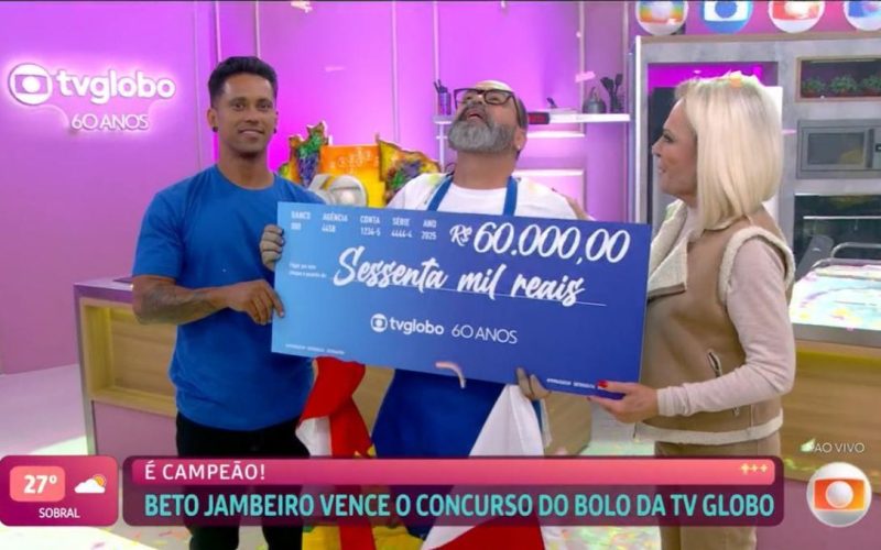 Beto Jambeiro vence concurso do bolo de 60 anos da TV Globo e leva o nome de Senhor do Bonfim ao topo