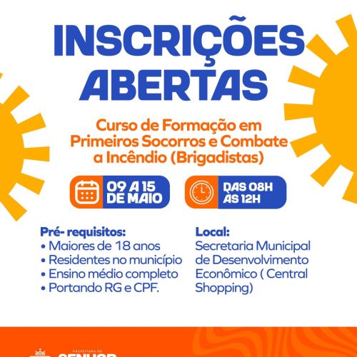 Brigadistas: Prefeitura de Senhor do Bonfim abre inscrições para Curso de Formação em Primeiros Socorros e Combate a Incêndio