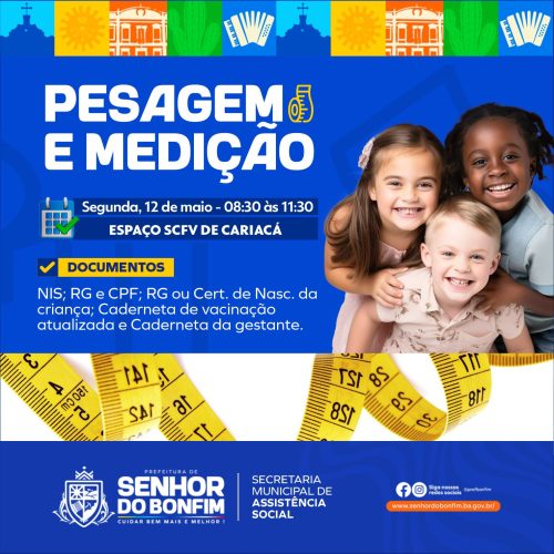 Prefeitura de Senhor do Bonfim realiza ação de pesagem e medição para beneficiários do Bolsa Família no povoado de Cariacá na segunda (12)
