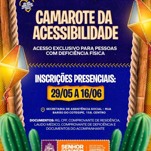 São João de Bonfim 2025 garante inclusão: inscrições para o Camarote da Acessibilidade acontecem de 29 de maio a 16 de junho