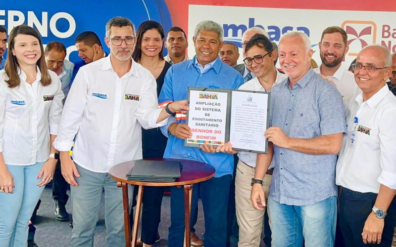 Deputado Bobô participa de assinatura de contrato que garante R$ 101 milhões para conclusão do Sistema de Esgotamento Sanitário em Senhor do Bonfim