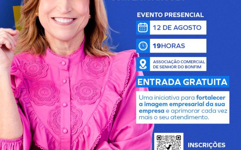 Prefeitura de Senhor do Bonfim promove palestra sobre imagem empresarial com Lica Argolo
