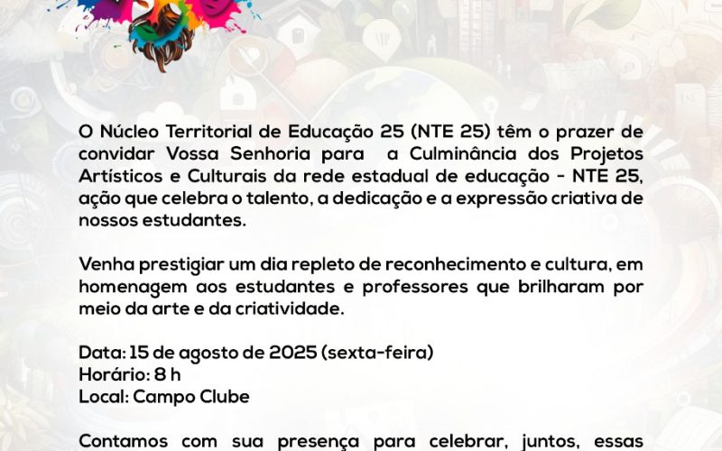 Premiação dos Melhores Alunos – Projetos Artísticos e Culturais
