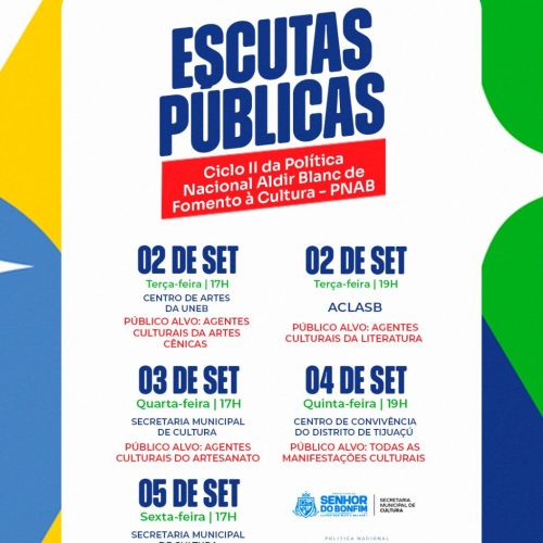 Prefeitura de Senhor do Bonfim dá continuidade às Escutas Públicas da Política Nacional Aldir Blanc
