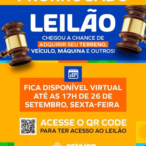 Prefeitura de Senhor do Bonfim prorroga Leilão Público até a sexta (26)