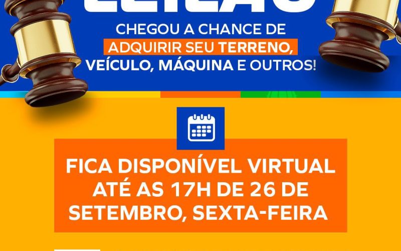 Prefeitura de Senhor do Bonfim prorroga Leilão Público até a sexta (26)