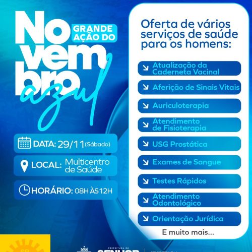 Novembro Azul: Prefeitura de Senhor do Bonfim realiza grande ação do neste sábado (29) no Multicentro de Saúde