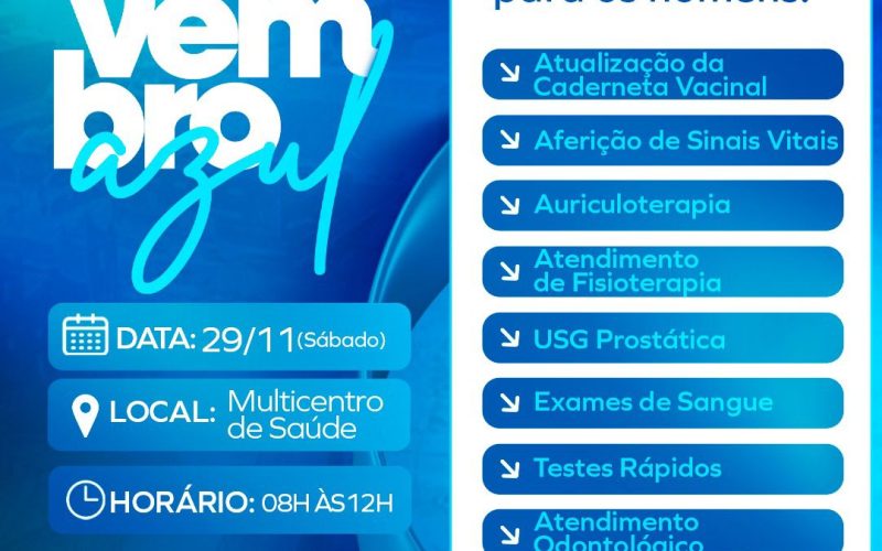 Novembro Azul: Prefeitura de Senhor do Bonfim realiza grande ação do neste sábado (29) no Multicentro de Saúde