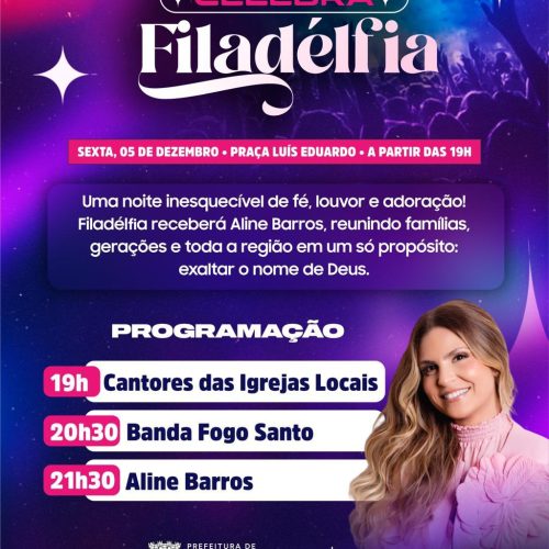 Filadélfia se prepara para uma grande noite de fé e louvor com Aline Barros no Celebra Filadélfia 2025