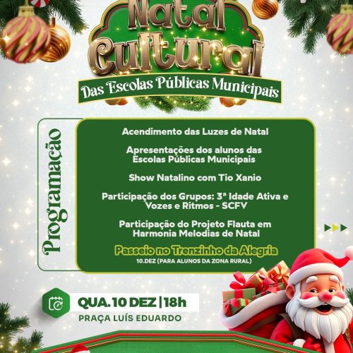 Prefeitura de Filadélfia promove Natal Cultural com apresentações escolares e programação especial para estudantes