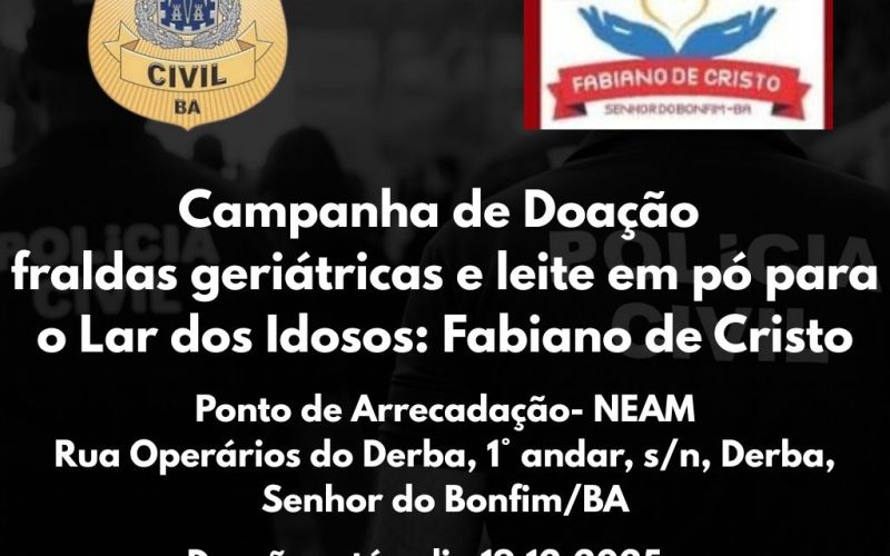 Campanha de arrecadação de Fraudas e Leite em Pó em apoio à instituição beneficente