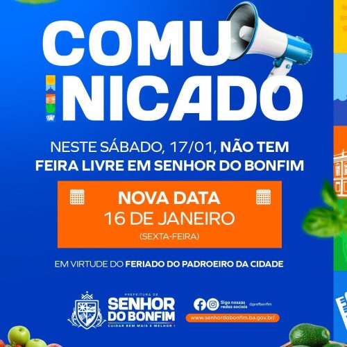 Feira Livre de Senhor do Bonfim será antecipada para esta sexta (16)