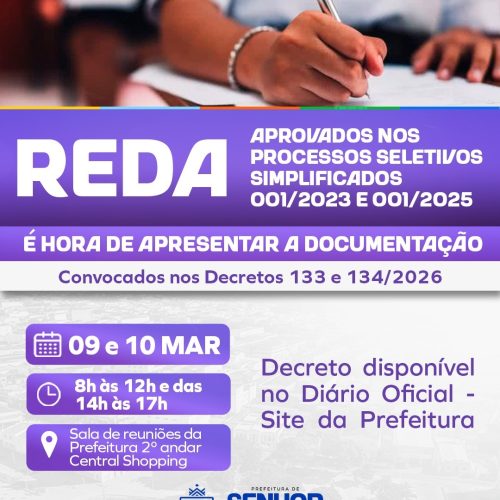 Prefeitura de Senhor do Bonfim publica novas convocações de aprovados em processos seletivos de 2023 e 2025