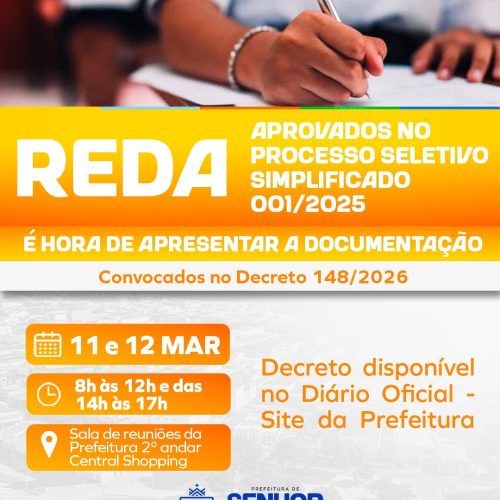 Prefeitura de Senhor do Bonfim publica mais uma convocação de aprovados no processo seletivo 001/2025
