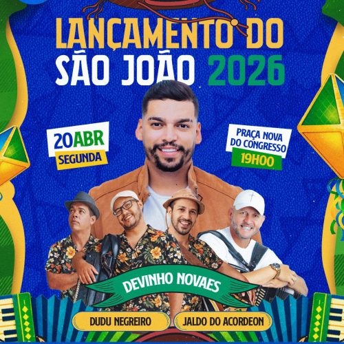 Segunda-feira (20) tem lançamento do São João 2026 em Senhor do Bonfim com show de Deivinho Novaes