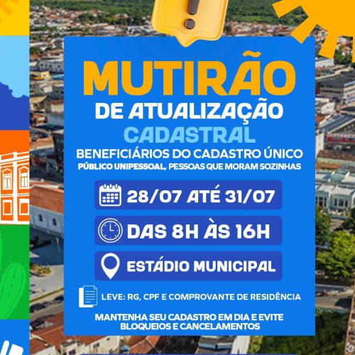 Prefeitura de Senhor do Bonfim realiza mutirão para atualização do Cadastro Único de beneficiários unipessoais