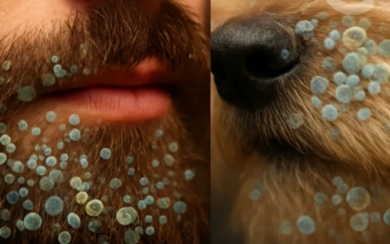Bactérias presentes na barba de homens com aquelas encontradas no pelo de cães