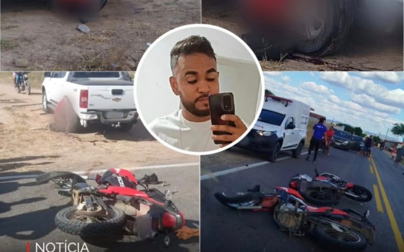 Jovem morre em grave acidente entre moto e caminhonete na estrada do Quicé