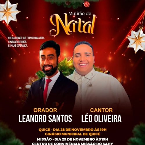 Mutirão de Natal levará mensagem de esperança em Quicé e Missão do Sahy.