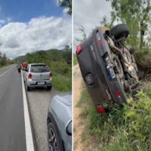 Veículo Toro capota em Novo Paraíso