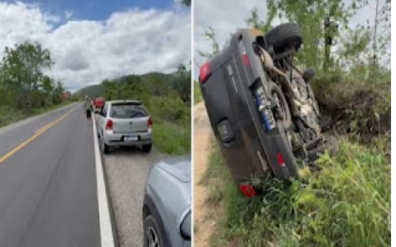 Veículo Toro capota em Novo Paraíso