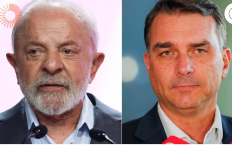 Manchete: Lula aparece com 42,7% contra 35,6% de Flávio Bolsonaro no 1º turno, aponta Futura/Apex